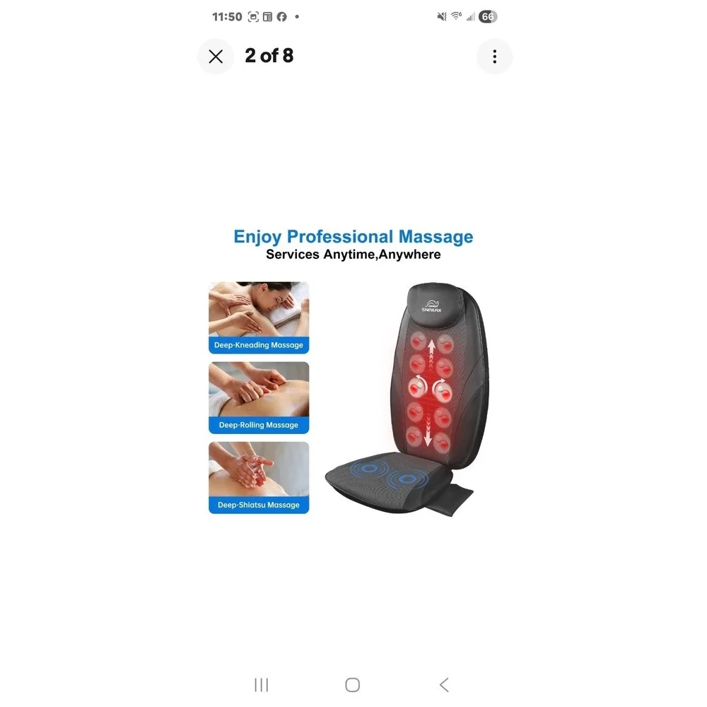 Snailax Massage Seat Cushion Heated Full Back Massager Chair For Home Office Car
